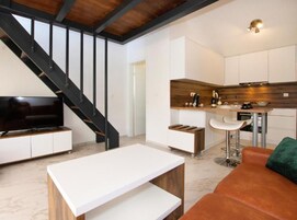 House (One Bedroom Holiday Home with Hot Tub) | Living room