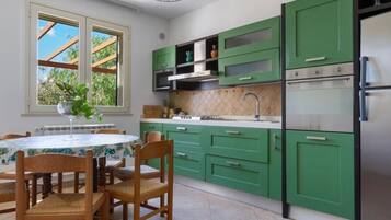 Fridge, microwave, oven, dishwasher