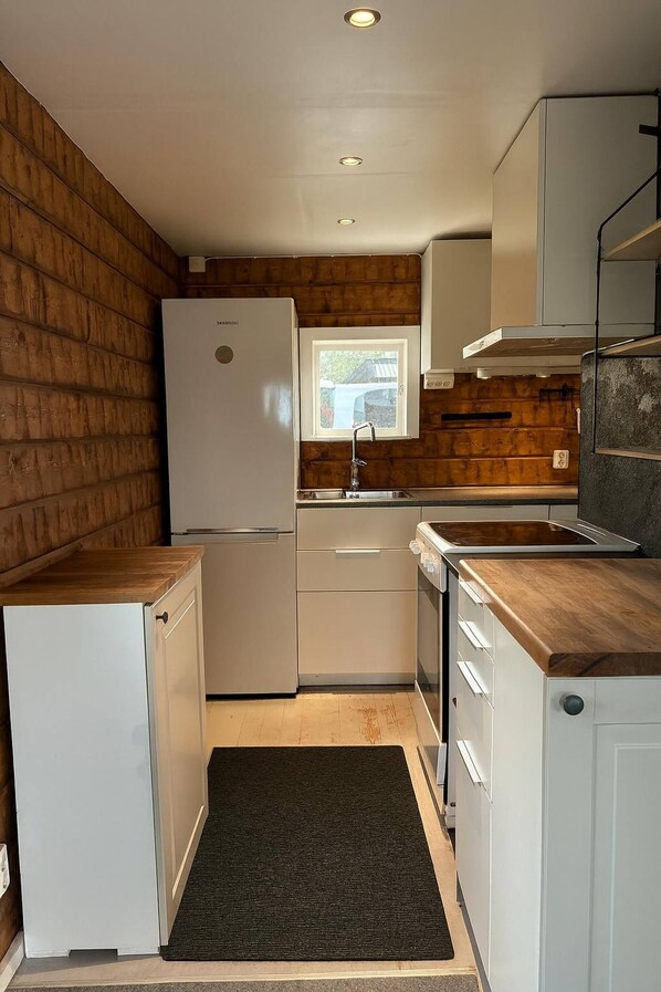 Fridge, oven, dishwasher, cookware/dishes/utensils