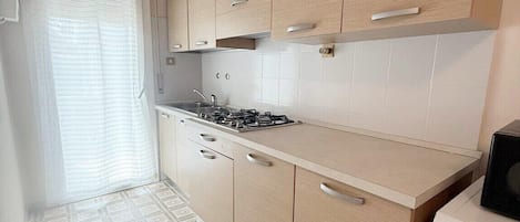 Microwave, cookware/dishes/utensils, spices