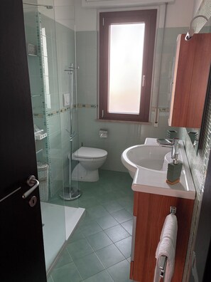 Dusche, Haartrockner, Bidet, Handtücher
