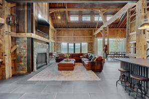 TV, fireplace - Flathead Lake Barn House w/Lake & Mountain Views (Lakeside)