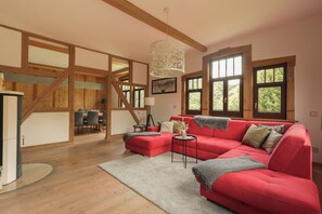 Smart TV, chimenea y libros