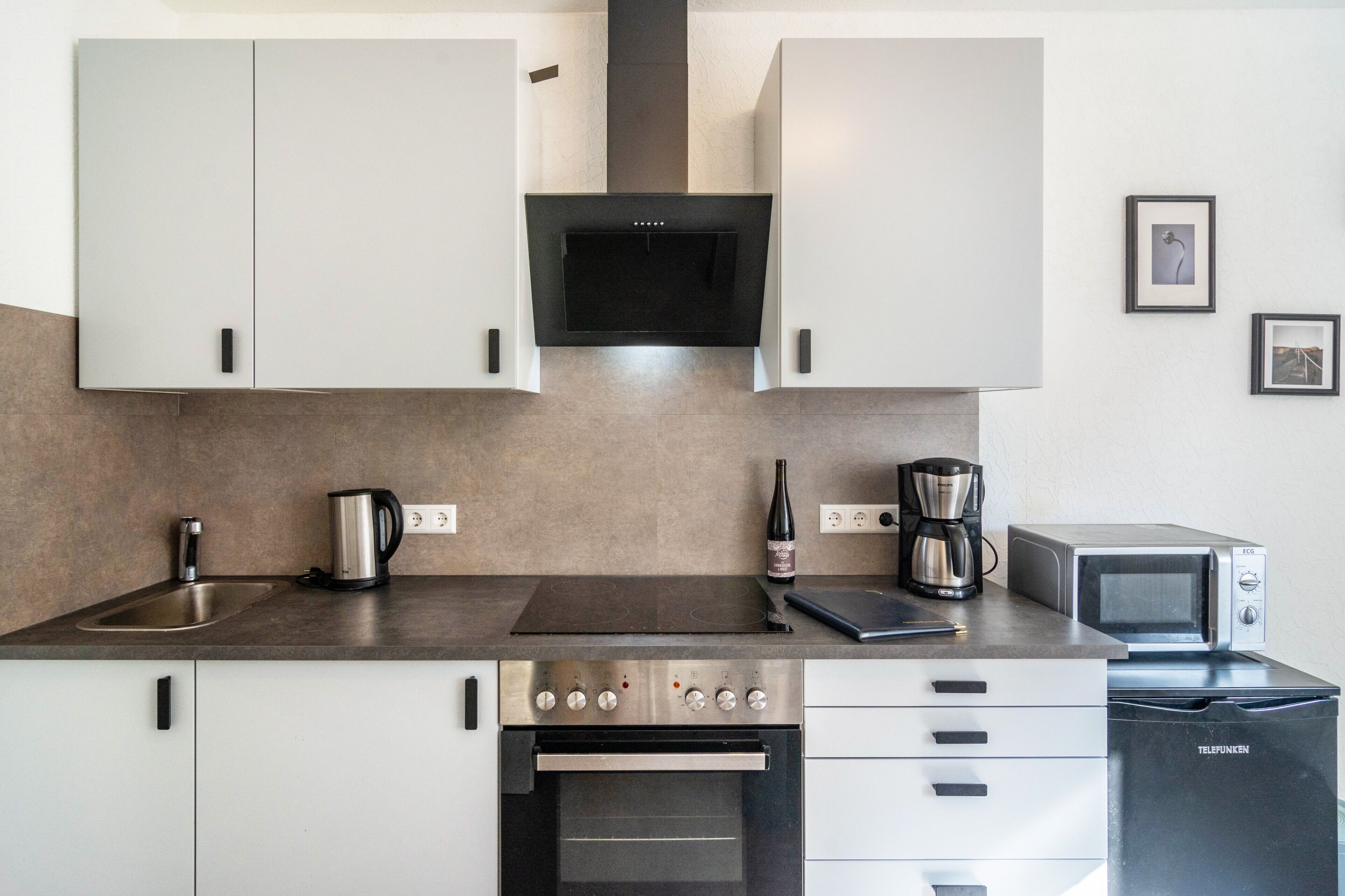 Microwave, oven, coffee/tea maker, toaster