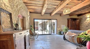 Interior - Guest Room “Côté Cour” with Large Shared Courtyard and Wi-Fi (Saint-Remèze)