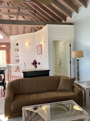 Living area - Royal Palm Villas, #1 Location. 
Minutes to Pinney's Beach, with AC Bedroom (Vaughans)