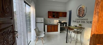 Minimalist apartment with balcony