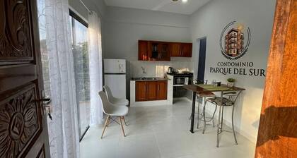 Minimalist apartment with balcony