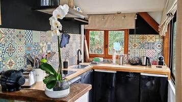 Réfrigérateur, micro-ondes, plaque de cuisson, lave-vaisselle