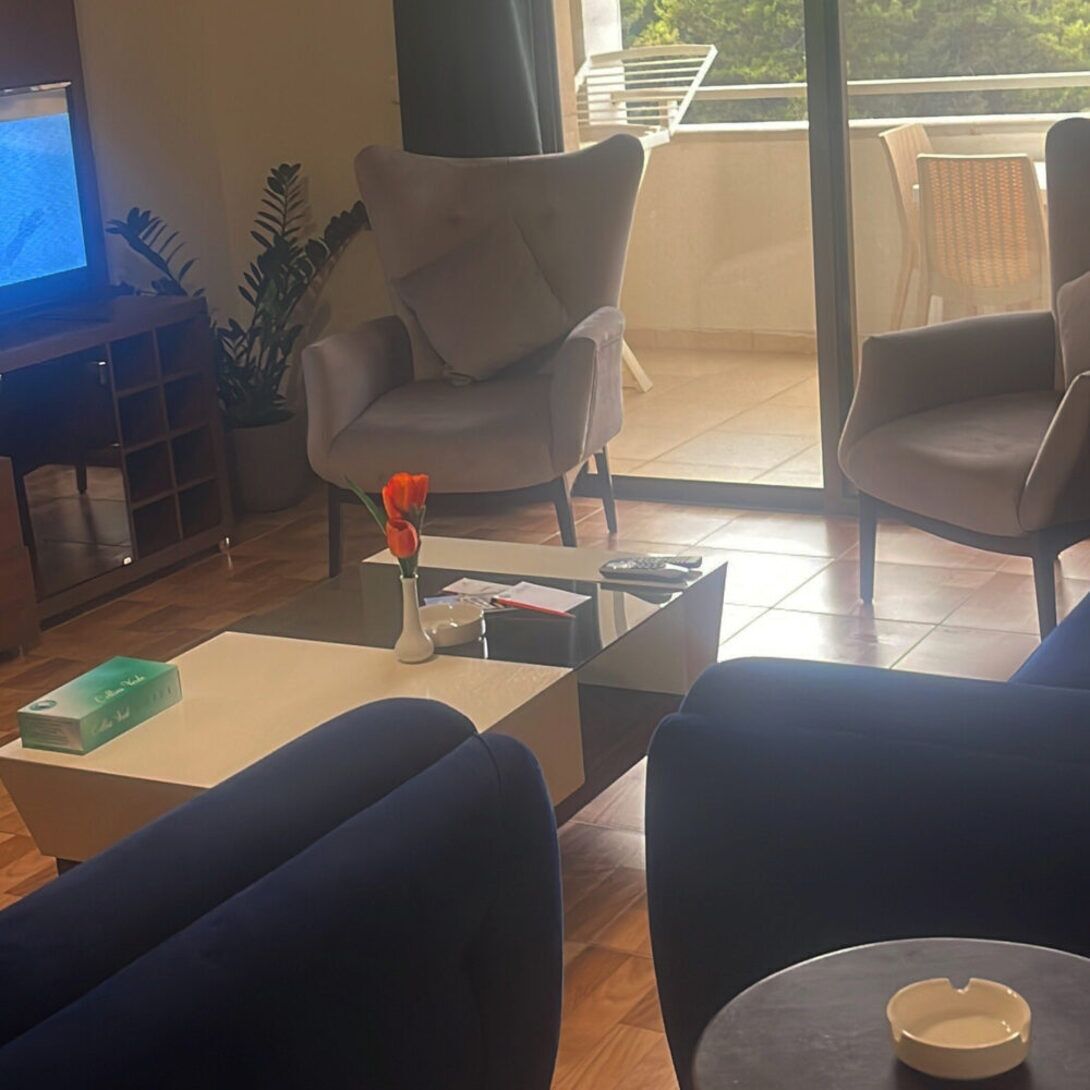 Junior suite, uitzicht op zee | Woonruimte