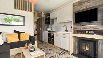 TV, fireplace