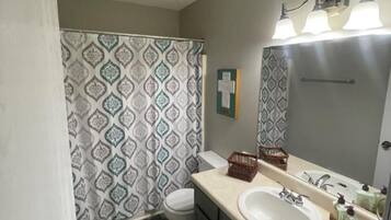 Towels, soap, shampoo, toilet paper
