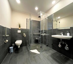 Dusche, Haartrockner, Handtücher