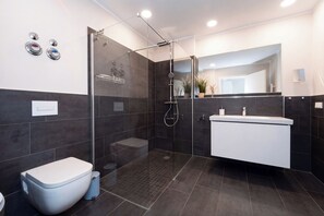 Douche, sèche-cheveux, serviettes fournies