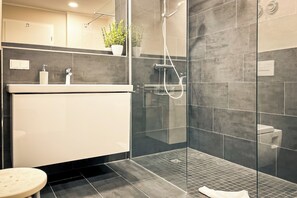 Shower, hair dryer, towels - Baltischer Hof apartment 43 (Ostseebad Boltenhagen)