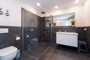 Shower, hair dryer, towels - Baltischer Hof apartment 27 (Ostseebad Bolgenhagen)