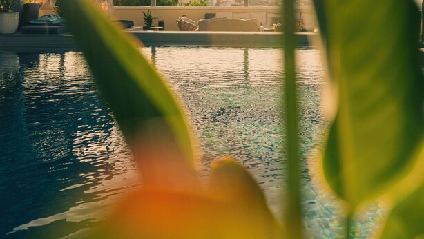 A pool area with lounge chairs and a covered seating area. - Maison du monde (Costa Adeje)