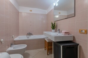 Shower, bidet, towels
