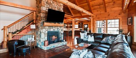 Télévision, cheminée, jeux vidéo, table de tennis de table