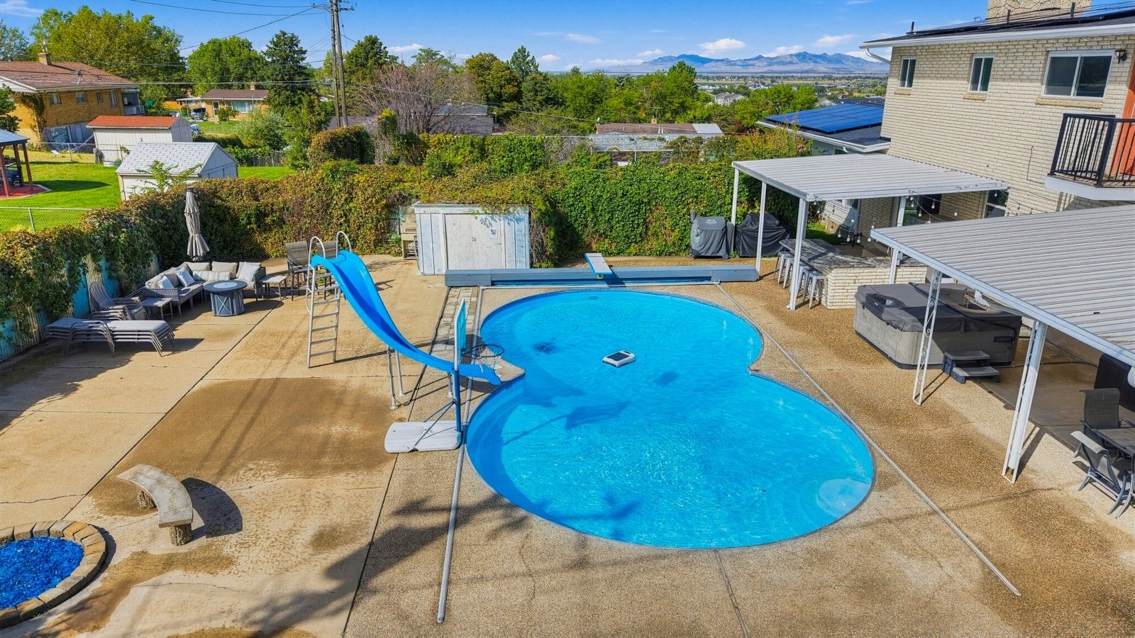 Pool | Slide | Outdoor Seating & Mountain Views