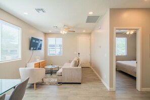 Luxury Apartment, 1 King Bed, Air conditioning | Living area | 65-inch Smart TV with digital channels - The One Luxury Stay with Gym and Pool (Glendale)