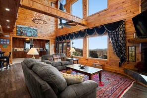 Smart TV, fireplace, video games, DVD player