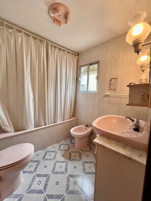 Ducha, secador de pelo, bidet, toallas