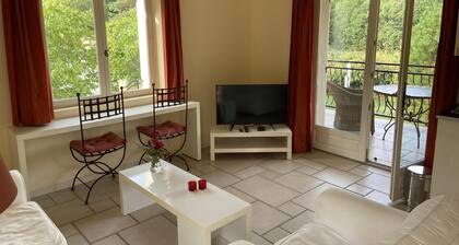 A sunny living room with a loggia and a beautiful view of Mont Ventoux