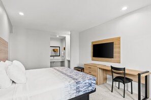 Premium bedding, desk, free wired internet, bed sheets