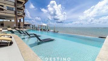 Outdoor pool, pool loungers