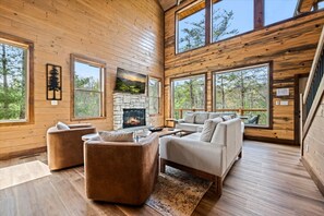 TV, fireplace - New! 5BR Pool Cabin w/Hot Tub*Theater*Game Room (Sevierville)
