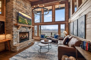 Smart TV, fireplace - Modern Blue Ridge Cabin | Sunset/Mtn Views | 2 King Suites | Hot Tub | Firepit (Blue Ridge)