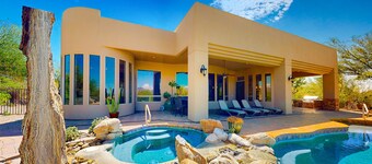 Beautiful mountain-view home with fireplace, private pool, grill, patio & W/D