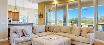 Beautiful mountain-view home with fireplace, private pool, grill, patio & W/D