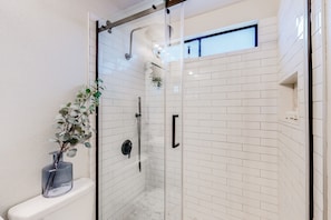 Shower, hair dryer, towels - Charming home near walking paths with a work desk, grill, & patio - dog-friendly (Tempe)