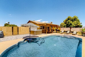 A heated pool - WeeCasa | Dog-friendly house in Chandler with private heated pool, hot tub, AC (Chandler)