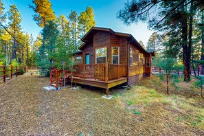 Exterior - Dog-friendly forested home with wraparound deck, pool table (Pinetop)
