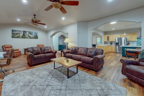 Smart TV, fireplace - Dog-friendly forested home with wraparound deck, pool table (Pinetop)