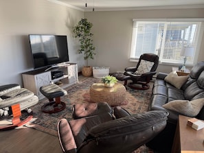 Télévision, cheminée, lecteur de DVD