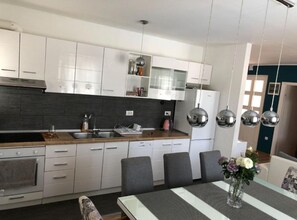 Fridge, oven, stovetop, dishwasher