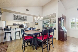 Dining - Dog-friendly home w/private pool, patio, pool spa, and gas fireplace (Palm Springs)