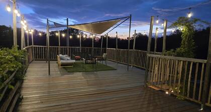 Eco-Chic Container Tiny Home + Treehouse Deck