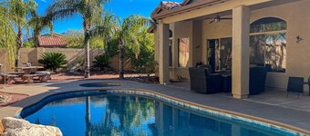 Classic, dog-friendly home with landscaped backyard, private pool & spa