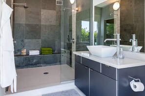 Shower, hair dryer, towels - Fabulous Alexander home in the best neighborhood w/ pool, spa & mountain views (Palm Springs)