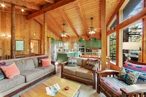 Smart TV, fireplace, DVD player, books