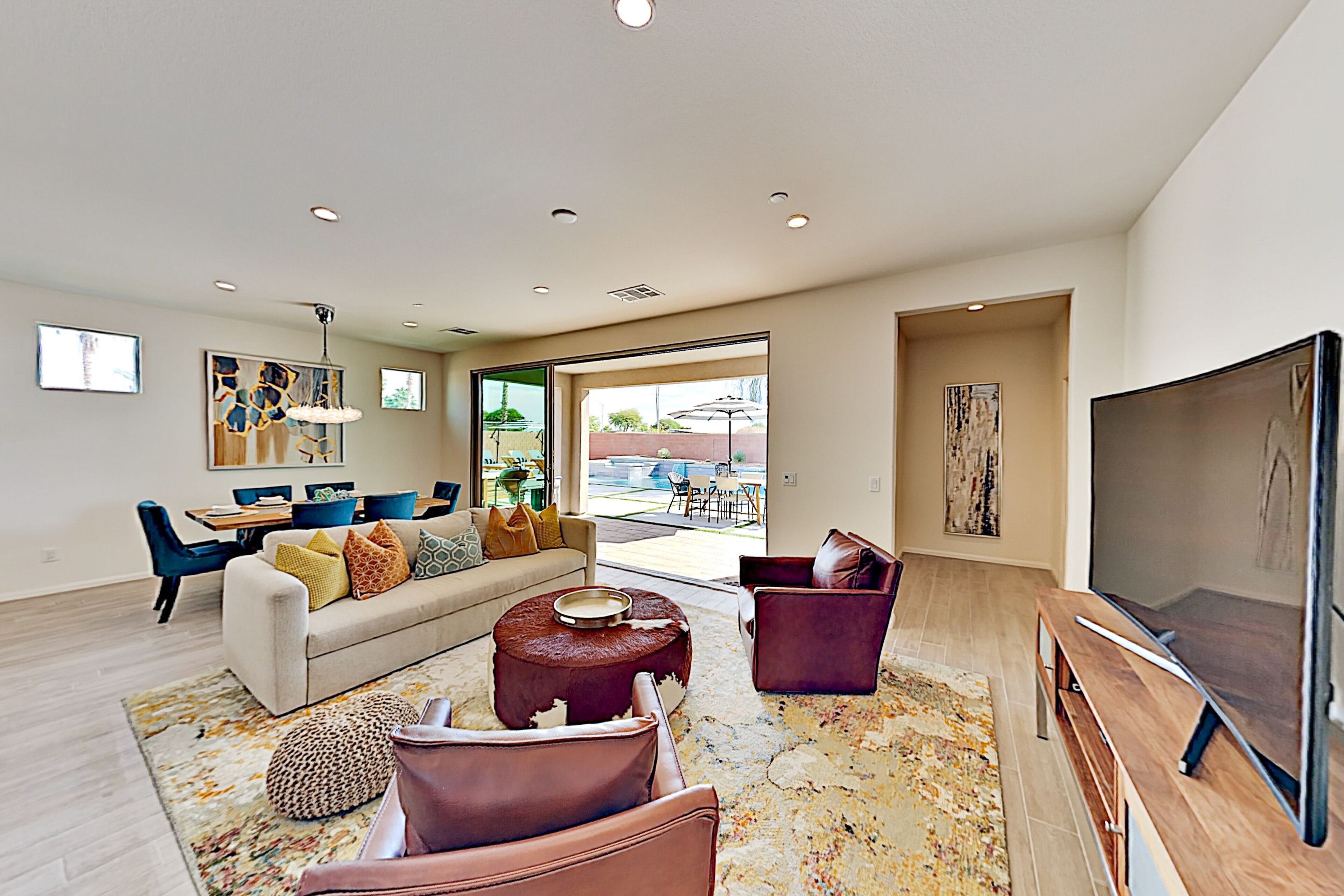 Smart TV, DVD player, video library, stereo