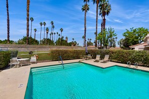 A heated pool - Mesquite Country Club | Corner-Unit with 2 Patios | Pool, Hot Tub & Tennis (Palm Springs)