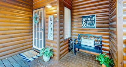 Two-story cabin with furnished decks, fireplace, washer/dryer, & central AC