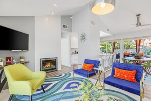 Interior - Colorful home with stunning backyard, pool, spa, WiFi, central AC, and fireplace (Palm Springs)