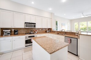 Fridge, microwave, oven, stovetop - Renovated, family-friendly home with private pool, spa & firepit (Palm Desert)